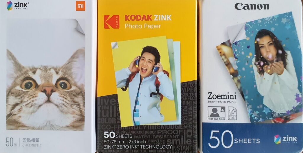 Zink фотобумага Canon, Kodak и Xiaomi - все имеют скрытый липкий слой для простого наклеивания